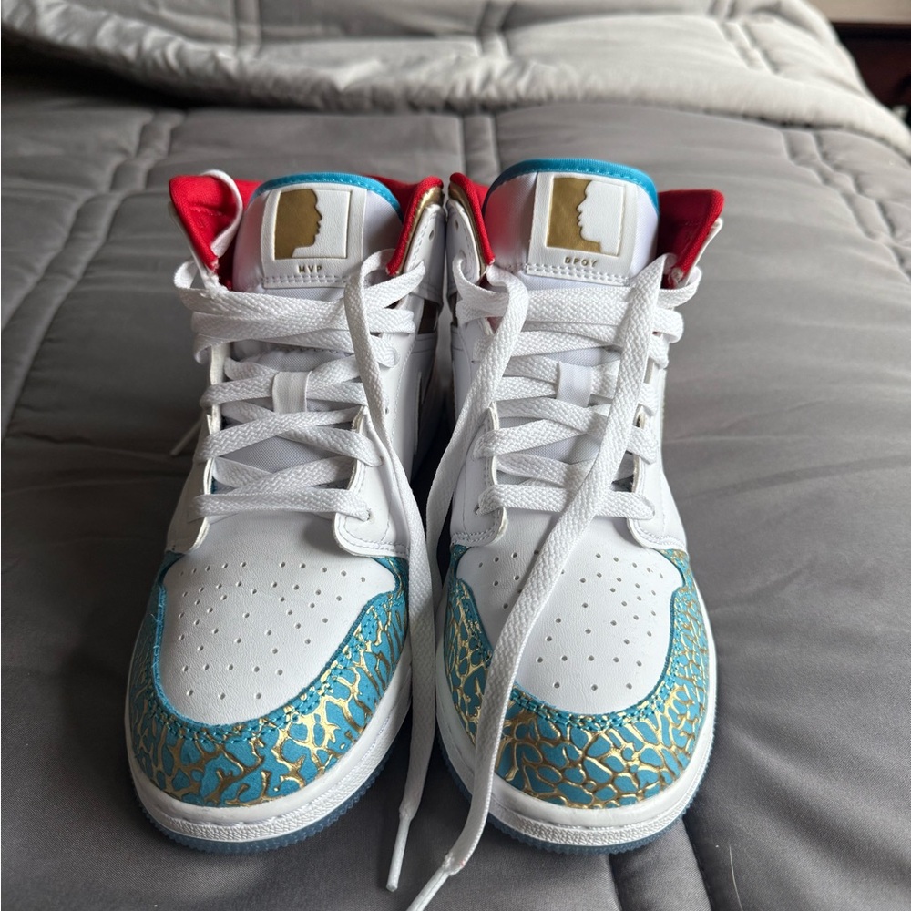 Nike Air Jordan White and Blue Sneakers Classic